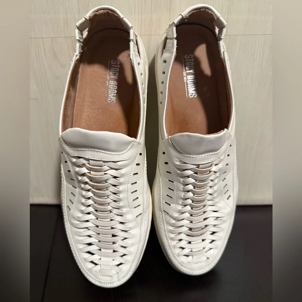 Stacy Adams Ibiza Slip On White Woven Loafer Men’s Size 8 Lightweight Casual - Picture 6 of 11